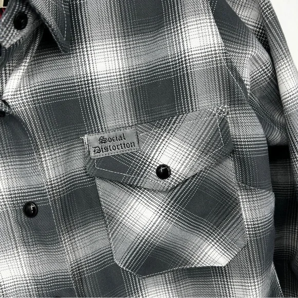 DIXXON MLM Social Distortion Collaboration Flannel Button Down Shirt NWOT SM - Picture 7 of 16